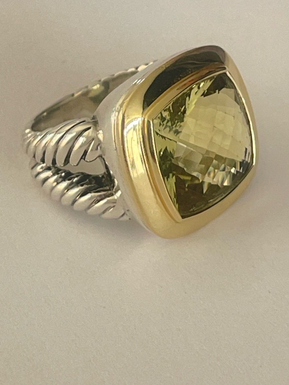 David Yurman, Sterling &  18k gold classic 14mm lemon citrine Albion ring - Picture 4 of 11